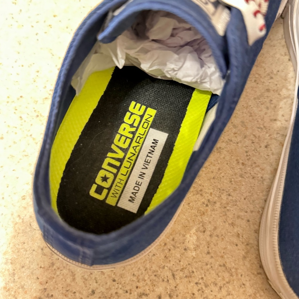 Converse Blue BLING toe cap neakers with Baseball Stitch Laces - Picture 9 of 13